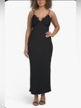 WHITE CLOSET ELEMENTS BLACK SLIP MAXI DRESS SZ MEDIUM NWT